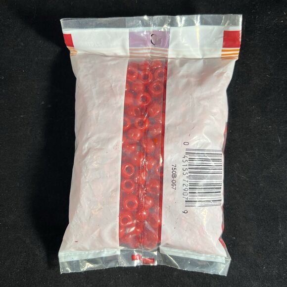 Vintage The Beadery Barrel Pony Beads 067 Opaque Red 325 Pieces - Picture 3 of 6